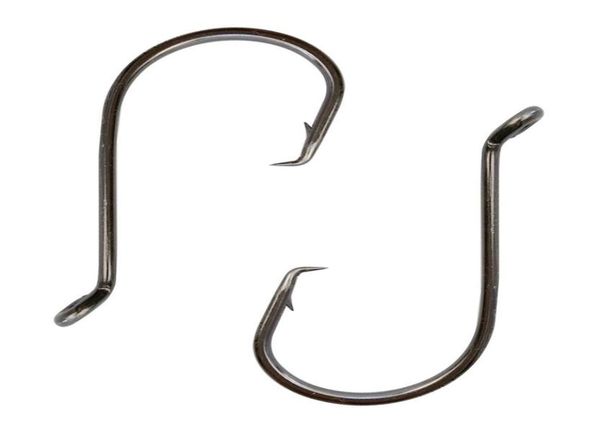 

100pcs 7384 high carbon steel fishing hooks black offset sport circle bait fishing hook size 1809874286