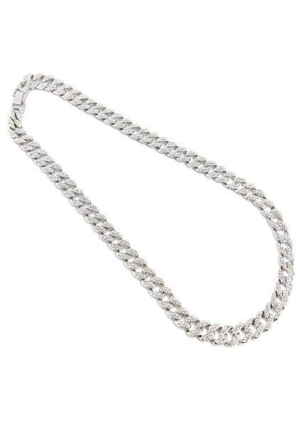 

iced out bling rhinestone crystal finish miami cuban link chain men039s hip hop necklace jewelry 20 24 30 36 inch4425233, Silver