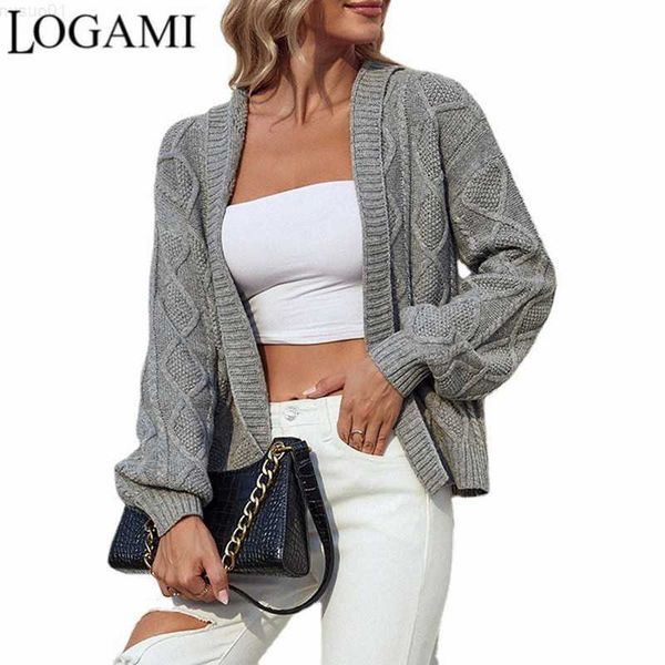 

women's sweaters logami hooded twist knitwear autumn and winter new sweater women's cardigan coat l230718, White;black