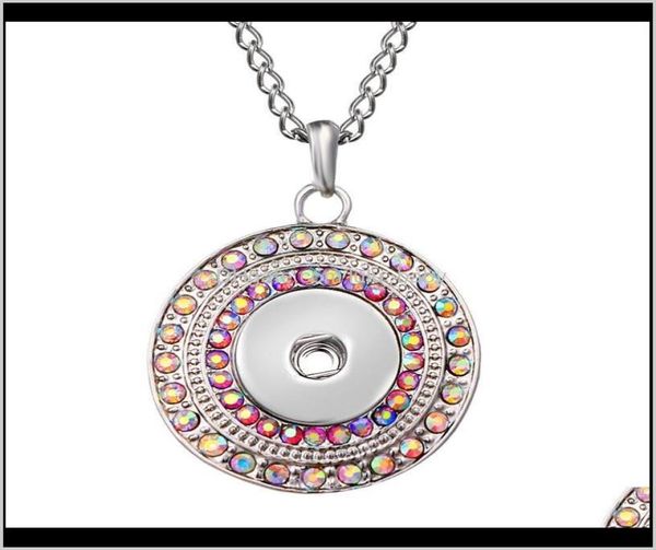 

necklaces pendants jewelry fashion beauty rhinestone round metal pendant necklace 60cm fit 18mm snap buttons jewelry xl0146 drop6940495, Silver