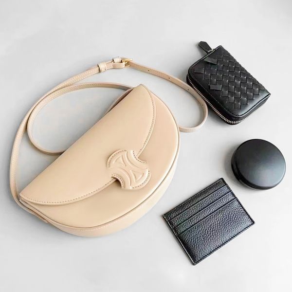 

7a quality teen triomphe clutch bags half moon croissant cross body bag genuine leather classic womens hand bag luxurys designer tote mens h
