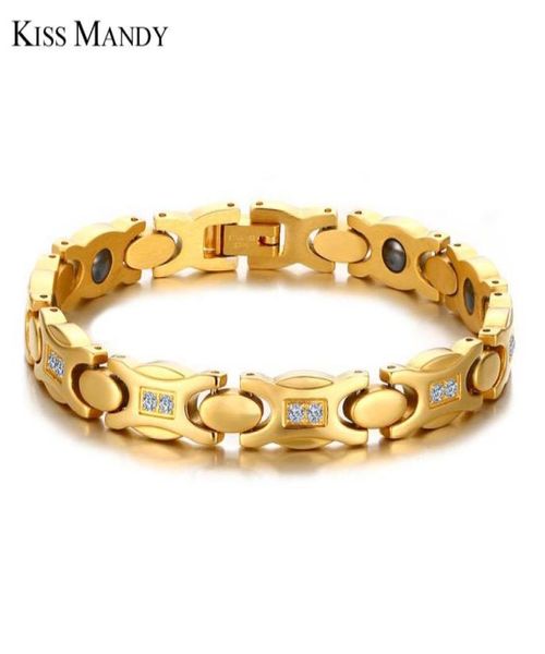 

kiss mandy fashion gold color ceramic bracelets women jewelry stainless steel new arrival kb4511792755, Golden;silver