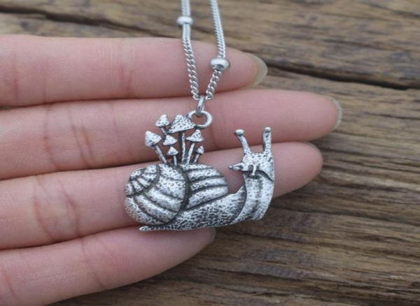 

pendant necklaces personality witchy forest snail mushroom necklace crescent moon gothic women jewelrypendant7698164, Silver