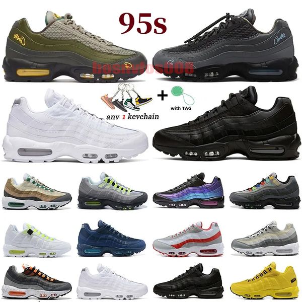 

designer 95 og running shoes mens dark army greedy chaussures 95s neon solar red triple black white reflective volt earth day navy blue grap