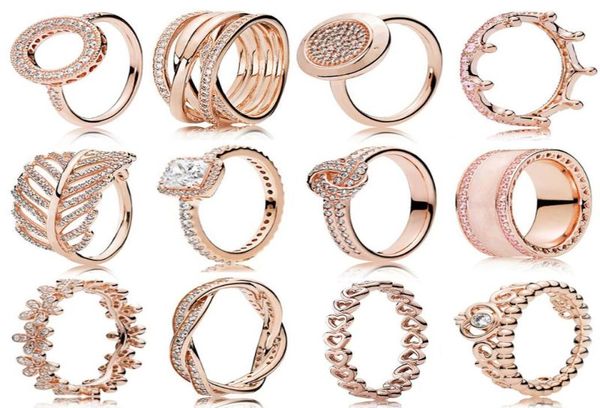 

kakany new s925 sterling silver rose gold round crown heart shaped clover ring original fashion jewelry diy8582027, Golden;silver