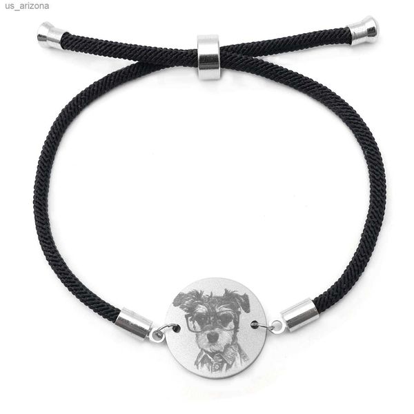 

personalized p bracelet pet portrait p bracelet memory bracelet black rope bracelet dog lover gift bangles pet memorial l230620, Golden;silver