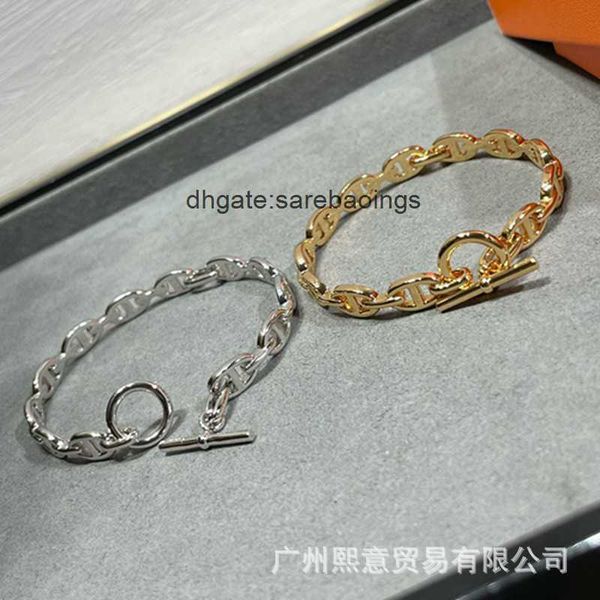

aher mas designer luxury brand enamel bracelet v gold pig nose bracelet 18k white gold h rose gold q button fashion hollow out ot button bra, Black