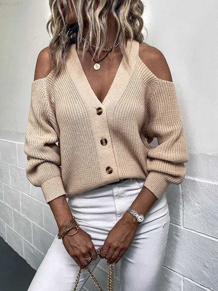 

women's sweaters fitshinling open shoulder cardigan sweater women clothing fashion slim buttons up winter knit jacket female 2022 l230, White;black