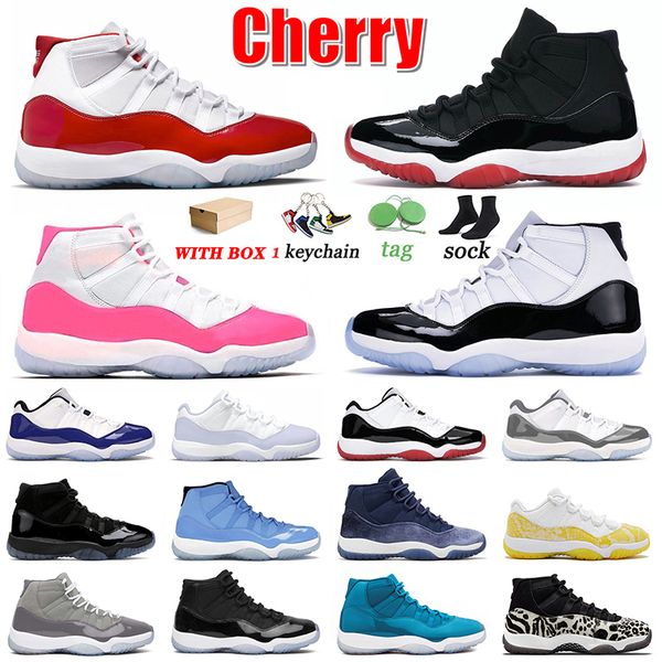 

11 cherry with box basketball shoes size 13 jordans11 11s mens women bred pink concord black gamma blue jubilee dmp cement grey jumpman jord