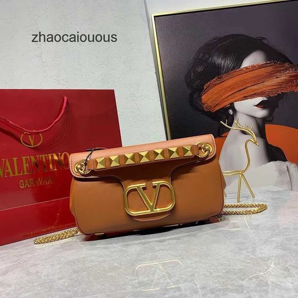 

handheld bags luxury handbags handbag metal texture rivet chain leather valentins designer shoulder crossbody women's mko1