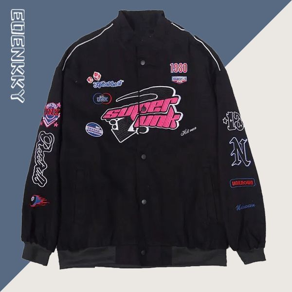 

women s jackets retro racing jacket women men embroidery bomber varsity loose motorcycle baseball coat streetwear outwear 230718, Black;brown