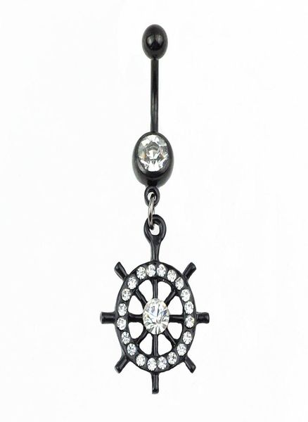

alloy diamond rudder belly button ring belly button nail piercing jewelry6092187, Silver
