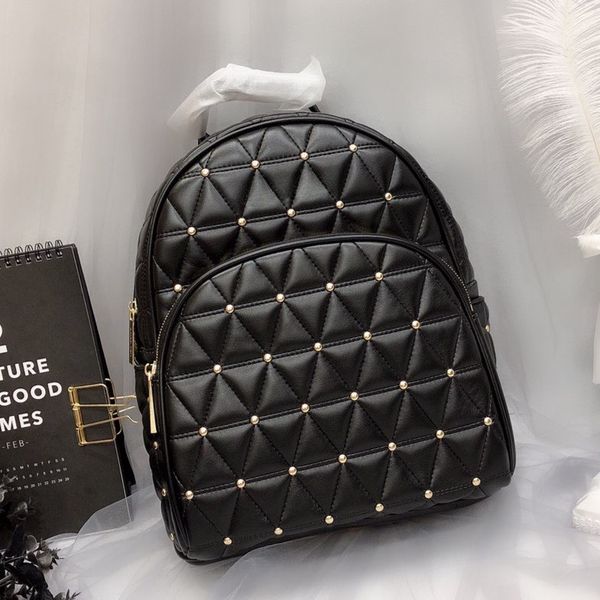

designer bag backpack women solid leather shoulder bag flip chain commuter bag lingge small fragrant wind beaded staple book bag