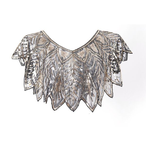 

shawls women scarves 1920s flapper embroidery fringe shawl cover up gatsby party beaded sequin cape vintage mesh scarf wraps for 230717, Blue;gray