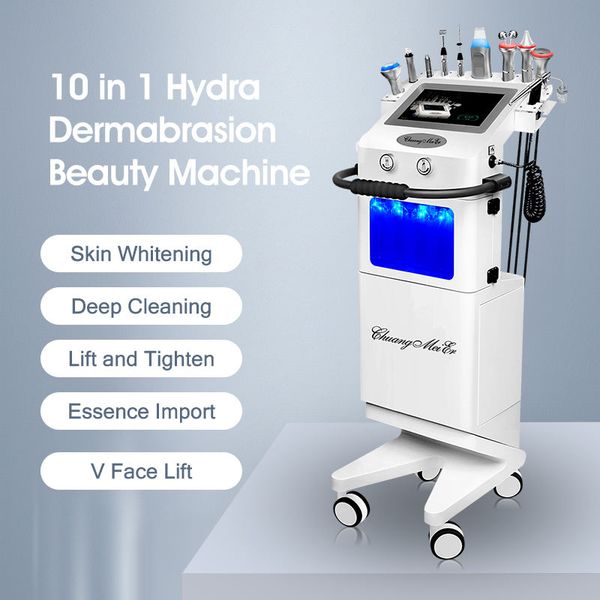 

10 in 1 hydrogen-oxygen hydroelectricity small bubble ultrasonic facial skin scrubber diamond microdermabrasion whitening machine