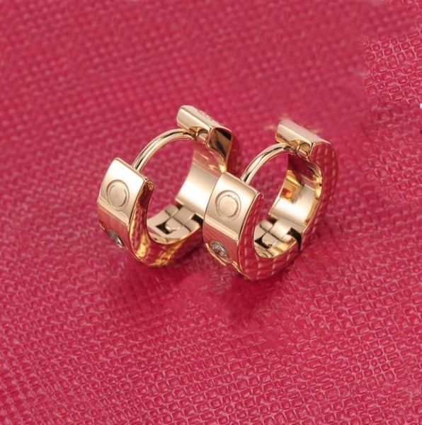

2022 stainless steel love earrings stud gold silver rose for women jewelry with red pouch5291893, Golden;silver