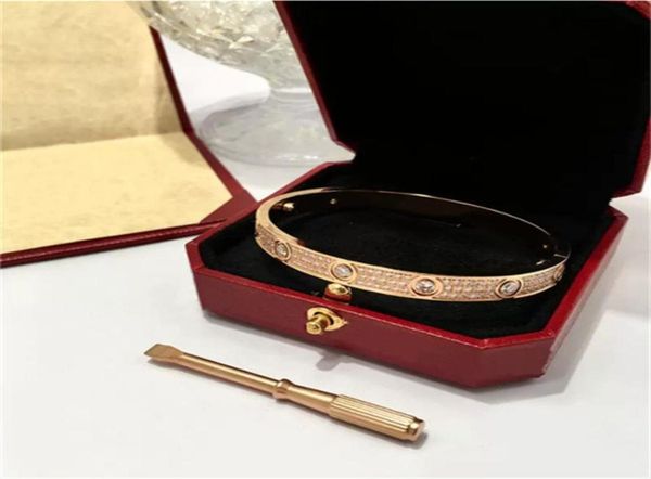 

luxury designer bracelet mens womens bangle stainless steel jewelry with screwdriver and nail screw full of diamonds bracelets gem7311105, Golden;silver