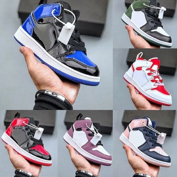 

eur25-35 infants 1s kids basketball shoes kid shoes game royal scotts obsidian chicago bred sneakers mid multi-color tie-dye baby shoe size