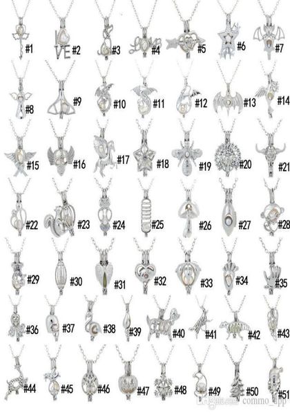 

2019 pearl cage pendant necklaces love oyster natural pearl open hollow locket charm silver chain for women fashion jewelry in bul8399960