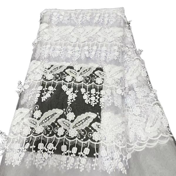 

tulle net cloth fabric lace french lace 5 yards women french sequins lace printed fabric cutting pattern daily 2023 durable gown simple whit, Black;white