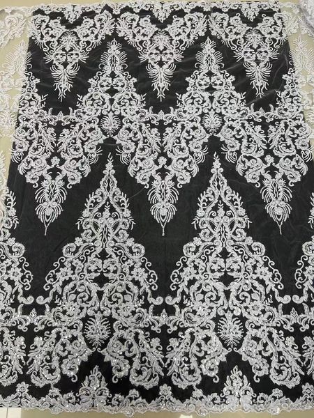 

yq-6042 net cloth fabric lace rope embroidery tulle 5 yards women dress gown sewing fashion pattern daily 2023 sparkly material dinner party, Black;white