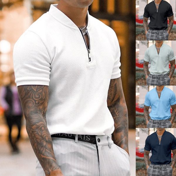 

men s polos summer casual simple t shirt sports short fashion breathe y sleeved fitness jogger us siz s 3xl 230718, White;black