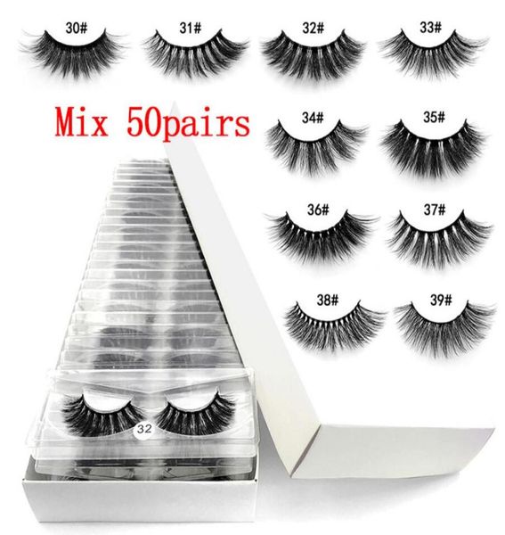 

whole 50 pairs 6d mink lashes natural false eyelashes long set faux cils bulk makeup whole lashes8828747