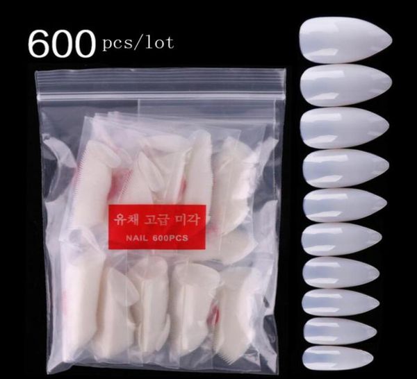 

wholeslae 600 pcs nail art natural full cover oval 10 size sharp end false fake nails tips manicure artificial nails salon beauty2727066, Red;gold