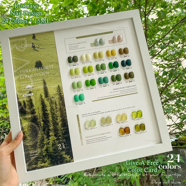 

rormays 24 color gel nail set new hybrid new summer gel transparent bright green collection durable varnish primer uv led immersion nail art