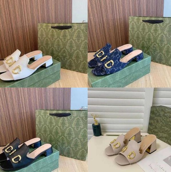 

r classics woman luxury sandal summer outdoors beach high-quality casual slipper lady dermis wedding thick heeled metal button, Black