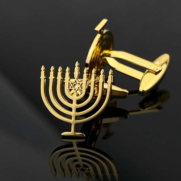 

cuff links israel je classic menorah cufflinks 9 candlestick shirt clip hanukkah holiday gift luxury men women jewelry wedding dropship hkd2, Silver