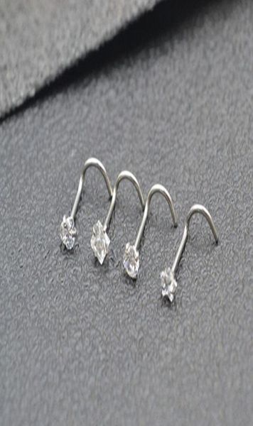 

tragus piercing zircon screw nose stud heart round star shape nose ring eyebrow bar helix cartilage earring stud body jewelry4349713, Silver