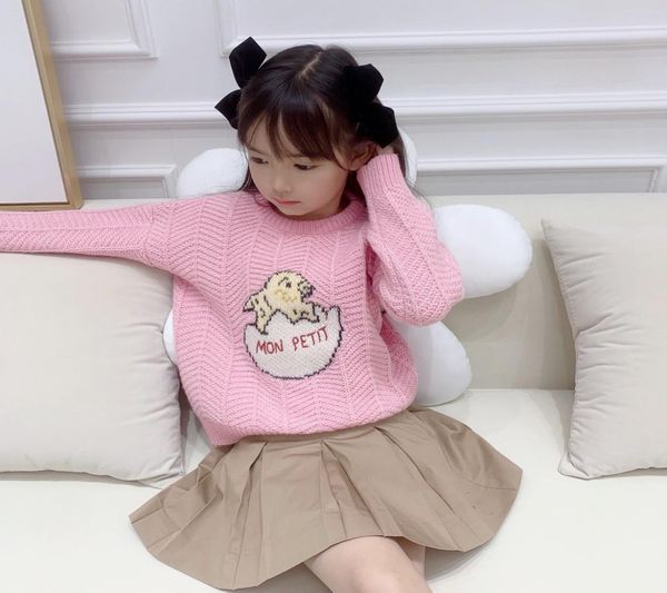 

winter kids girls knitted sweater sweet girl pink pullover sweaters fashion cute baby children warm jumper clothes7596852, Blue
