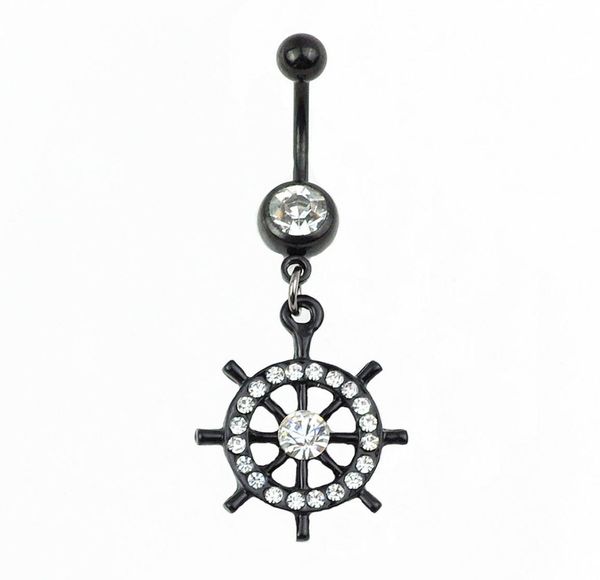 

alloy diamond rudder belly button ring belly button nail piercing jewelry1470528, Silver