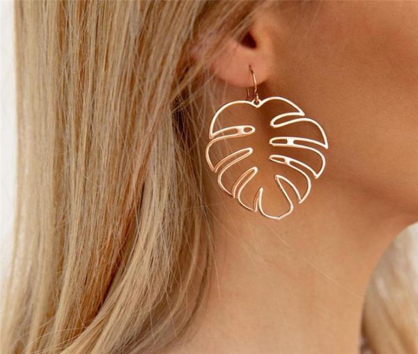 

bohemian hollow monstera leaf dangle drop earrings for women jewelry accessories holiday party gift5863238, Silver