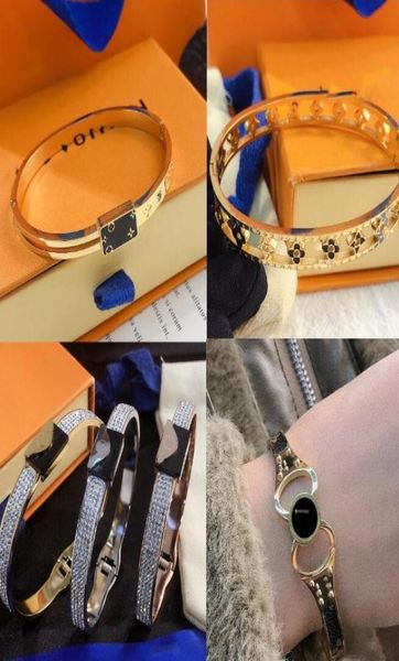 

20style new gold bracelet women bangle luxury designer letter jewelry 18k gold plated stainless steel wedding lovers gift bangles 1871283, Black