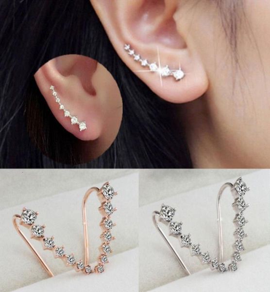 

fashion 14k gold color diamond earrings clip women wedding statement jewelry ear climber earring for girl gifts8448676, Silver