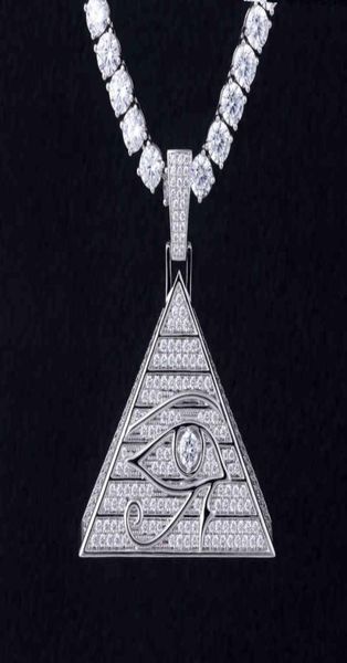 

new horus eye pyramid hip hop necklace pendant egyptian triangle jewelry9890725, Silver
