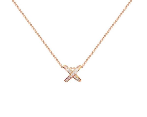 

pendant necklaces fashion crystal zircon letter x necklace for women dainty wedding jewelry real gold white rose plated gifts7235214, Silver