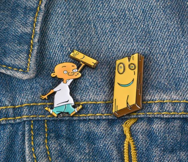 

jonny and plank enamel brooches pins anime eene badge brooch lapel pin denim shirt collar childhood cartoon jewelry gift for frien1948665, Gray