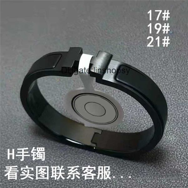 

aher mas designer luxury brand enamel bracelet h enamel bracelet men's fade resistant bracelet fashion, Black