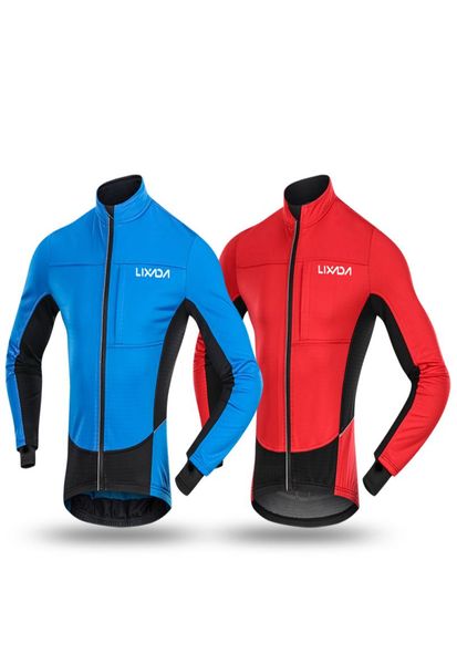 

lixada men039s windproof cycling jacket winter thermal polar fleece mtb bicycle riding running clothing sportswear jacket coat3045291, Black;red