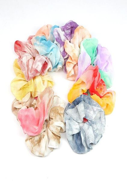 

women chiffon scrunchie fashion colorful elastic hair ties girls rainbow hairband rope ponytail holder headbands hair accessories8632711, Slivery;white