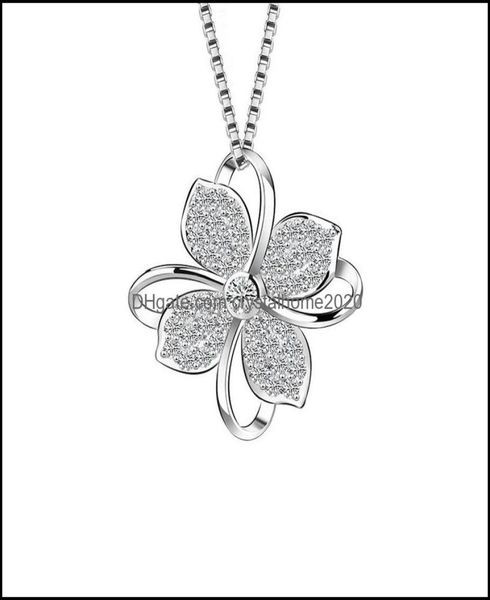 

pendant necklaces four leaf clover choker necklace jewelry flower 925 sier pendants chain birthday gift for women drop delivery ot1138838, Silver