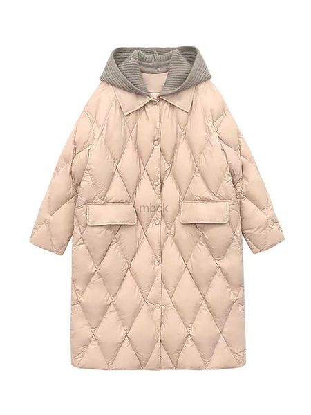 

women's down parkas marwin 2022 women 90% white duck down coats loose duck down thick jackets solid high waist warm casual long hooded, Black