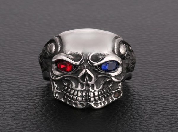 

gothic skull ring vintage indian cz zircon crystal eyes mens ring punk biker vintage hip pop jewelry gift rings for women7156499, Silver