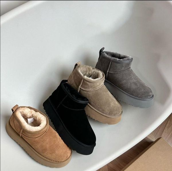 

Ultra Mini Boot Designer Womans Platform Snow Boots Australia Fur Warm Shoes Real Leather Chestnut Ankle Fluffy Booties For Women, Red