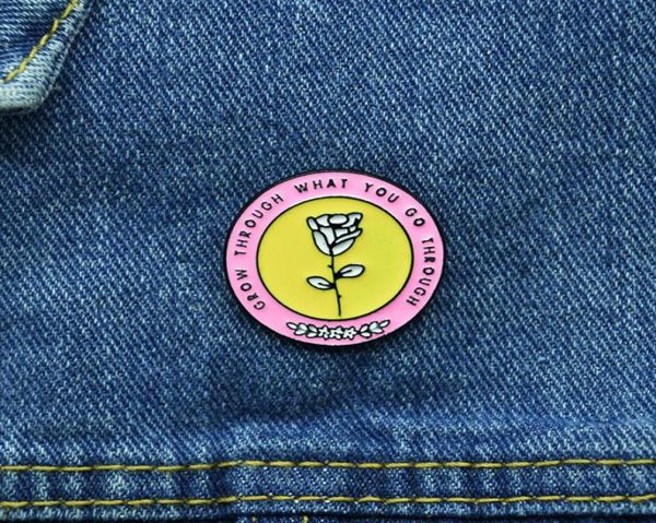 

new white rose flower enamel pins cartoon cute round pink brooshes charm jewelry couple gift for women men shirts lapel denim2829969, Blue