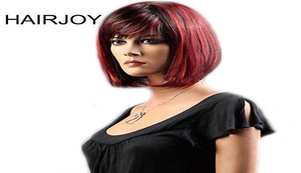 

hairjoy synthetic hair women black red mixed short straight wig7704529