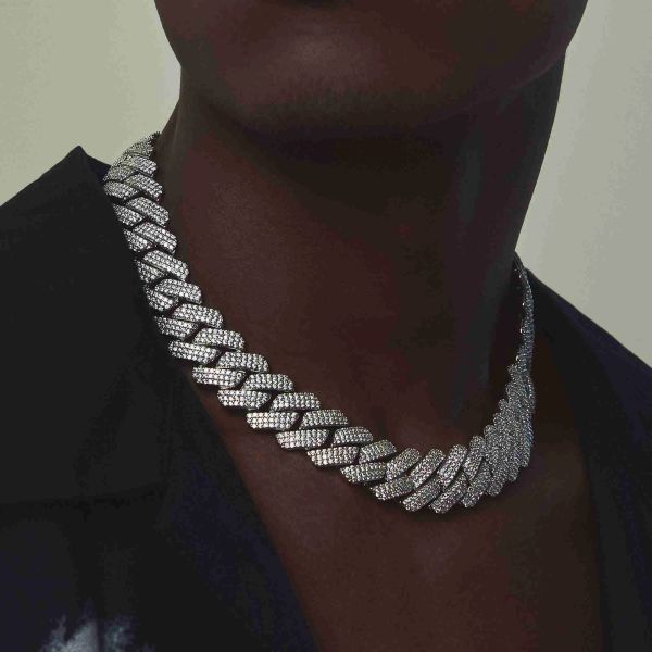 

qianjian custom jewelry high end pass diamond test silver 925 hip hop iced out diamond moissanite cuban link chain